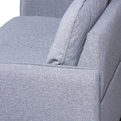 Sofá 2 plazas poliéster gris patas madera de caucho 131x75x86cm Chamonix