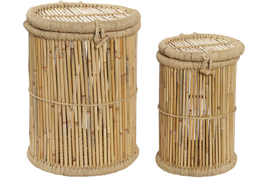 Conjunto de 2 Cestos de ropa de bambú y cuerda 44x60 cm Diego