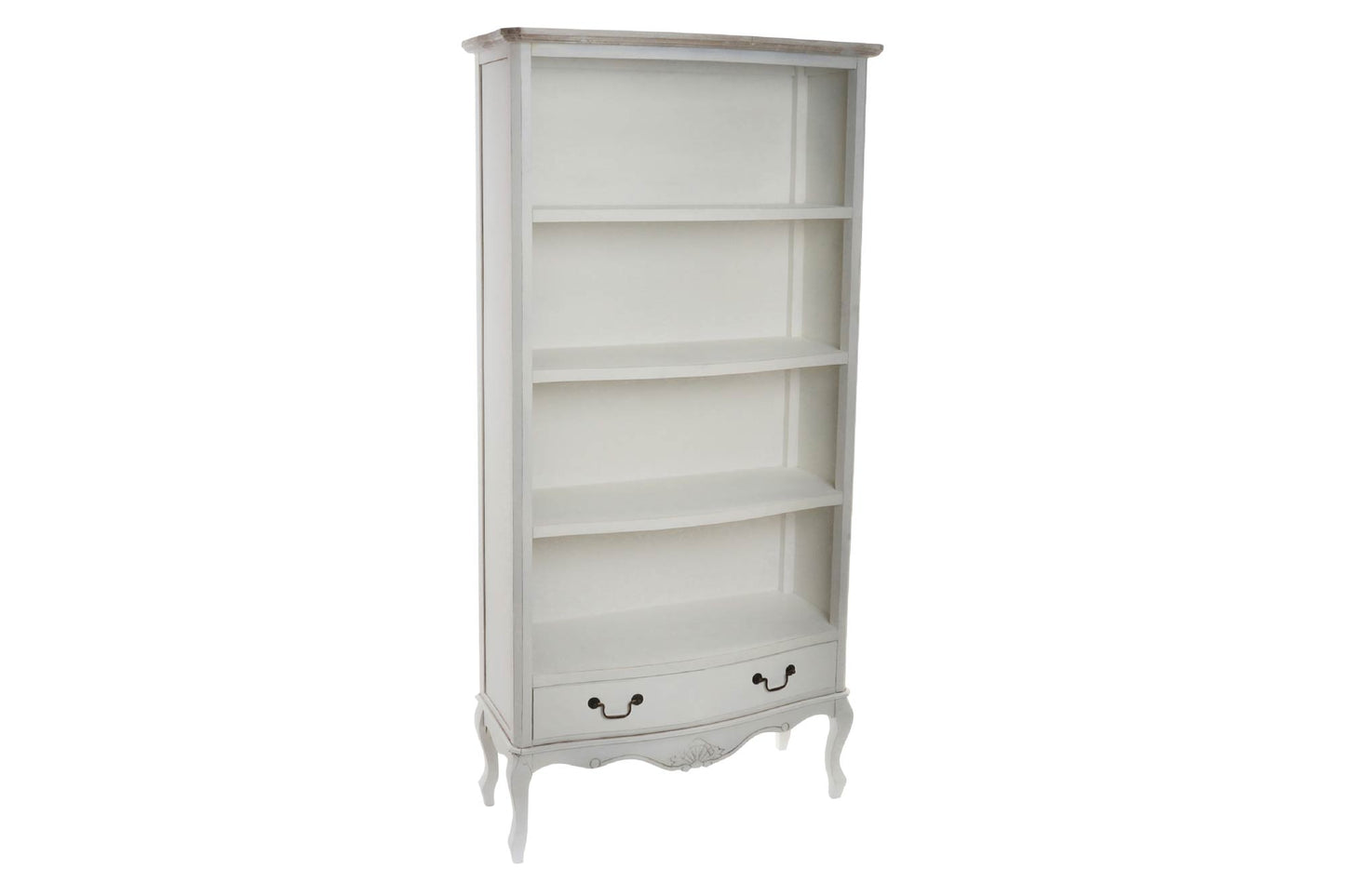 Esta librería de abeto es una pieza elegante y funcional que aportará un toque de estilo clásico a tu hogar. Fabricada en madera de abeto natural, cuenta con cuatro estantes espaciosos y un cajón inferior, ideal para guardar libros, revistas, objetos decorativos y otros artículos. Su diseño curvado y sus patas talladas le dan un aire romántico y vintage, perfecto para crear un ambiente acogedor y sofisticado.
