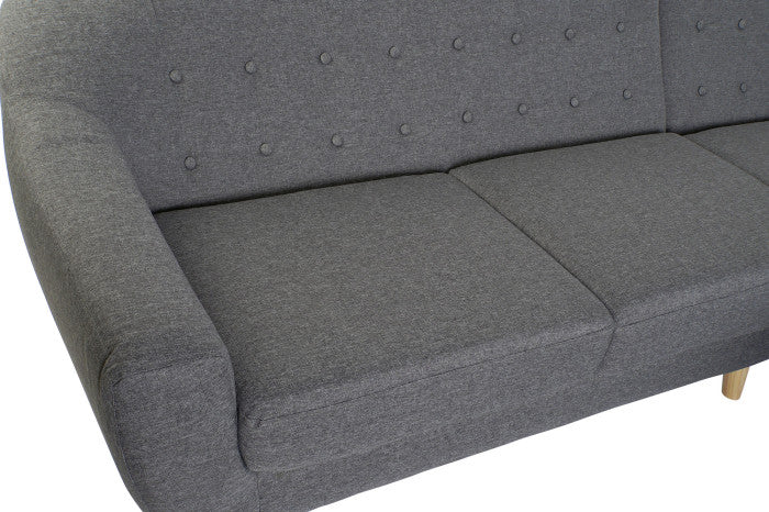 Sofá Chaise Longue Poliéster y Madera de Caucho 230x144x84 cm - Gris