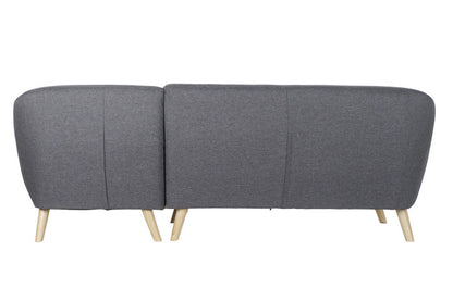 Sofá Chaise Longue Poliéster y Madera de Caucho 230x144x84 cm - Gris