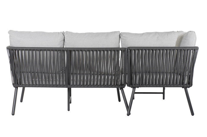 Conjunto de jardín mesa centro y chaise longue 196 cm de cuerda y aluminio 3 Plazas Hugo - Gris