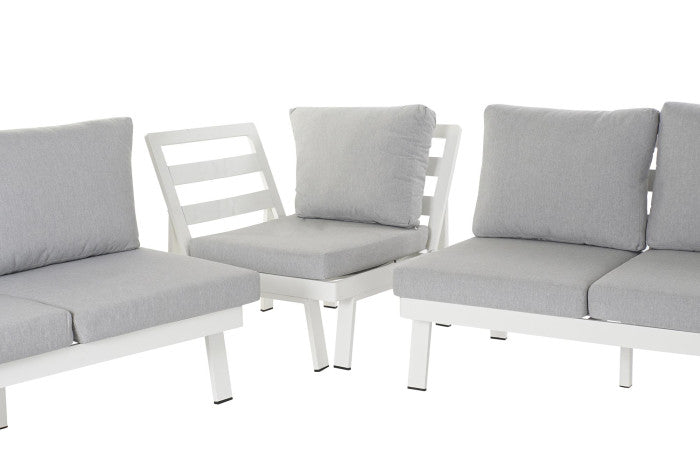 Conjunto de jardín mesa centro y chaise longue 212 cm 6 Plazas gris Ian