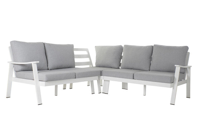 Conjunto de jardín mesa centro y chaise longue 212 cm 6 Plazas gris Ian