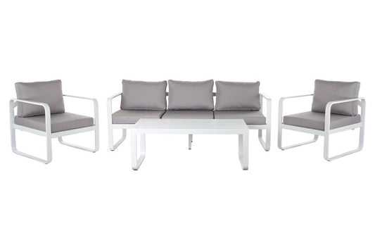 Conjunto de jardín mesa de centro, sofá y dos butacas 184 cm 5 Plazas Iker - gris