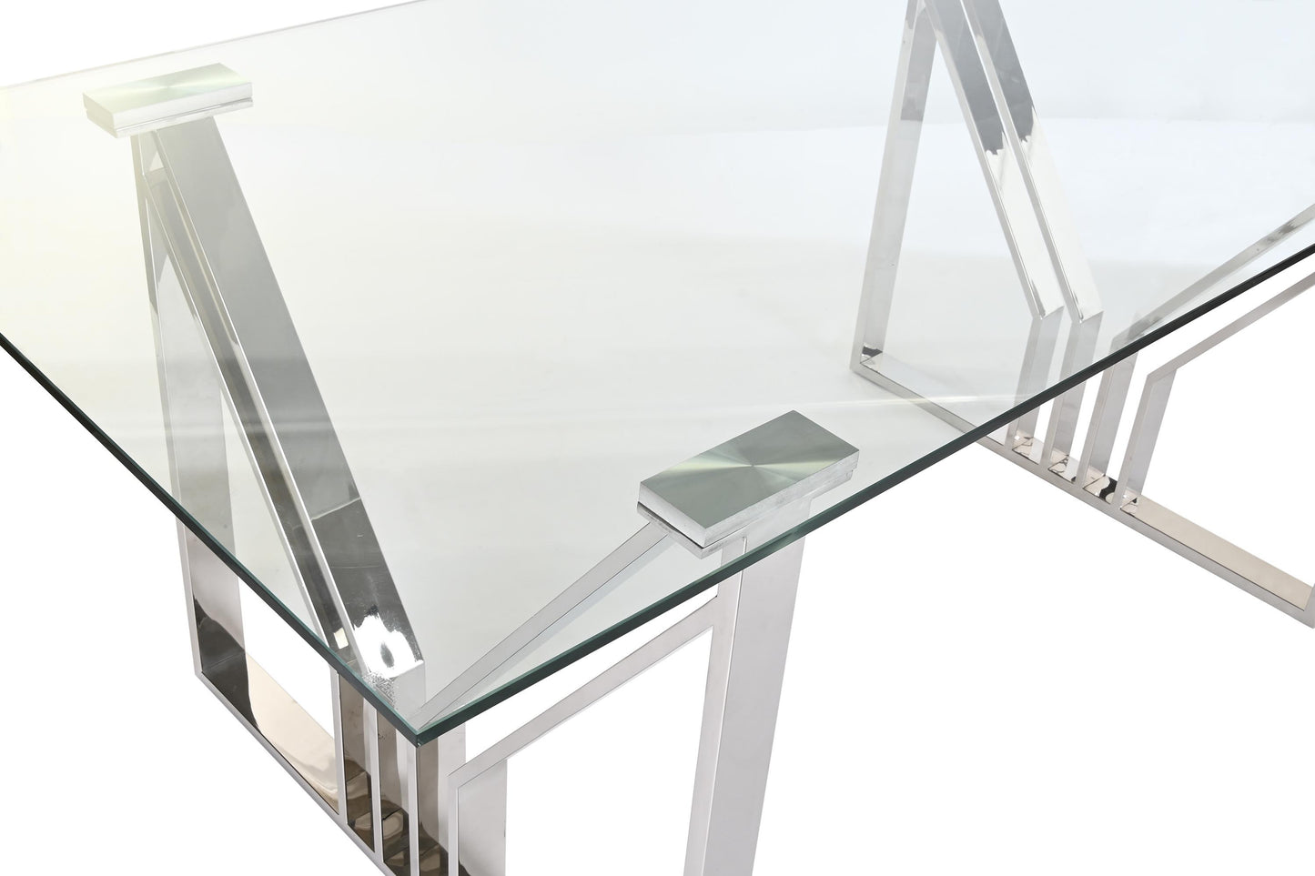 Mesa de comedor de acero cristal 180 cm Romina