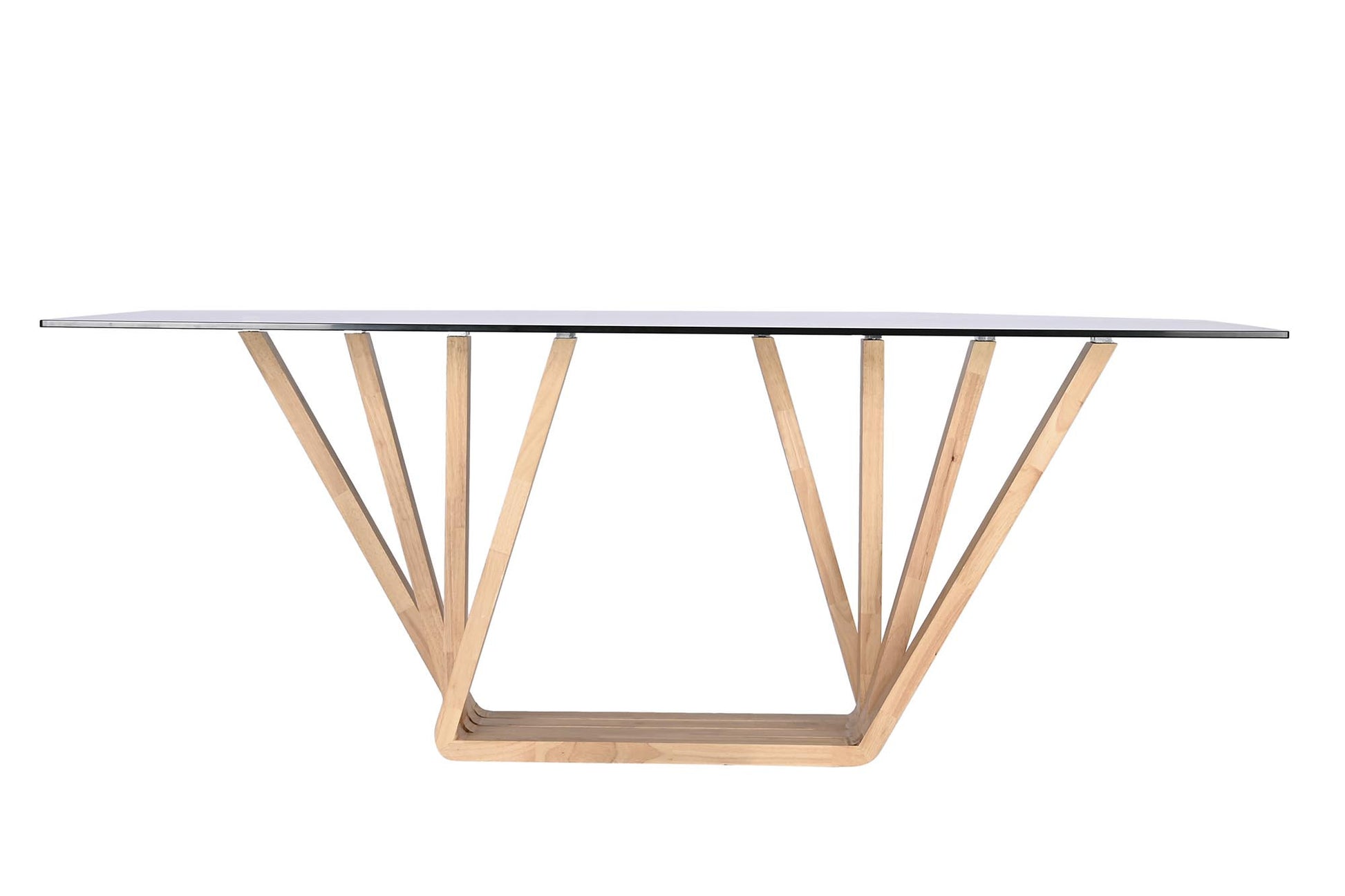 Esta impresionante mesa de comedor combina la calidez de la madera de nogal con la elegancia y transparencia del cristal, creando un ambiente sofisticado y luminoso en tu hogar. Su diseño contemporáneo, con una base escultural de madera de nogal y un tablero rectangular de cristal templado de 12 mm de grosor, aporta un toque de distinción a cualquier comedor. Con unas dimensiones generosas de 200x100x75 cm, esta mesa ofrece un amplio espacio para disfrutar de comidas en familia o con amigos.