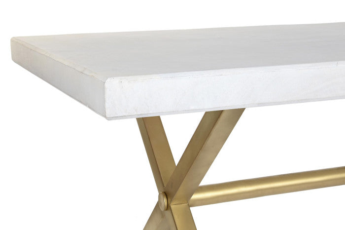 Mesa de comedor de madera de mango y latón 180 cm Elsa