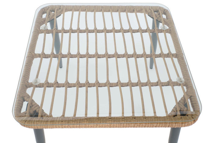 Sofá Set 4 Ratán Sintético y Metal 128x75x72 cm - Beige