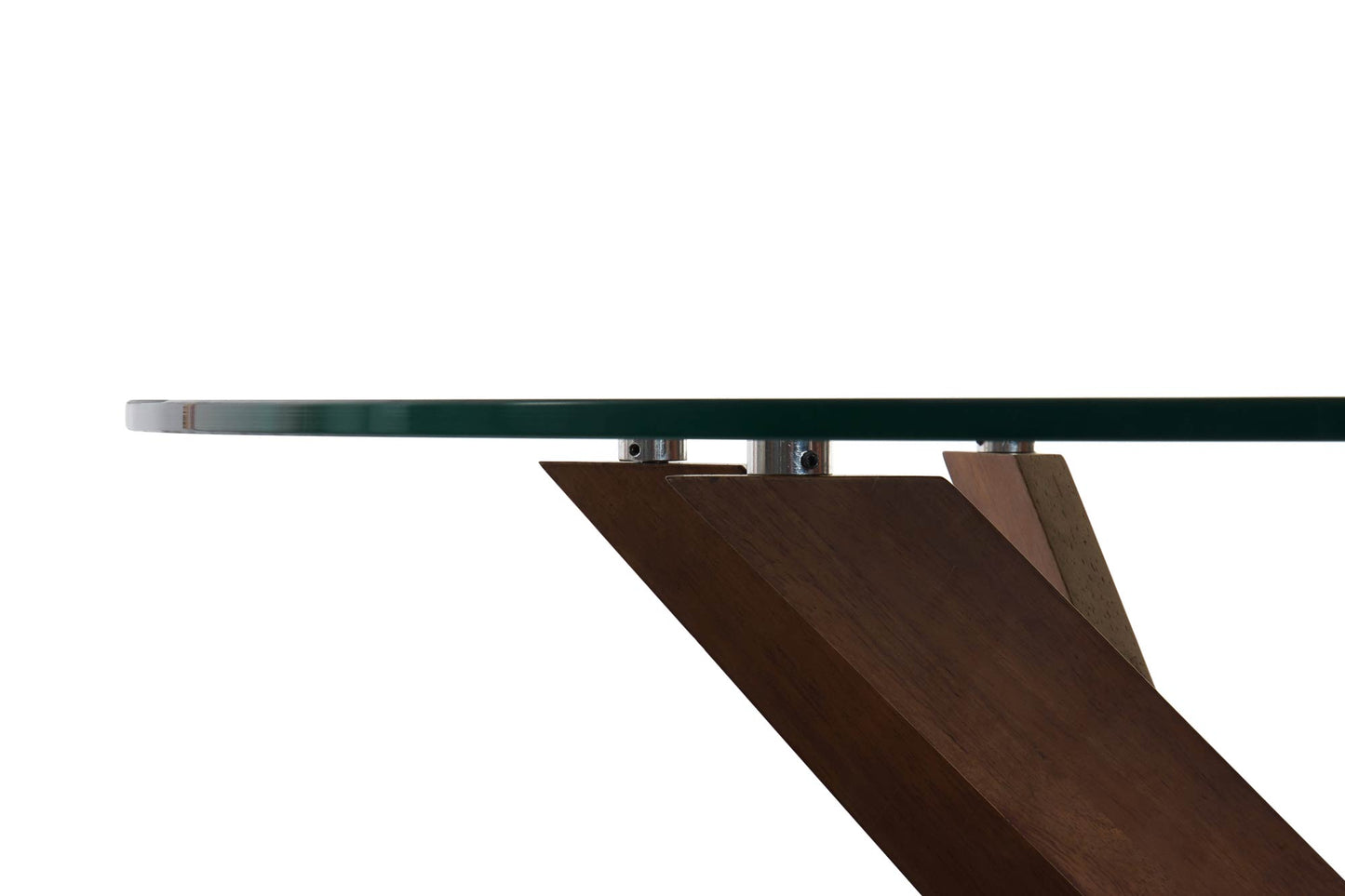 Mesa de comedor redonda de madera de nogal y cristal 120 cm Samara