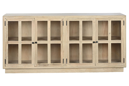 Este elegante buffet combina la calidez de la madera de mango natural con la transparencia del cristal, creando una pieza única y funcional para tu hogar. Sus dimensiones generosas (170x41x81 cm) ofrecen un amplio espacio de almacenamiento y exhibición, gracias a sus múltiples compartimentos con puertas de cristal. Ideal para comedores, salones o cualquier espacio que requiera un toque de estilo y organización. Luce tus vajillas, libros o decoraciones favoritas a través de sus puertas acristaladas, mientras