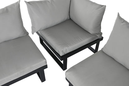 Sofá Set 4 Aluminio Poliéster 228x228x64 cm - Gris