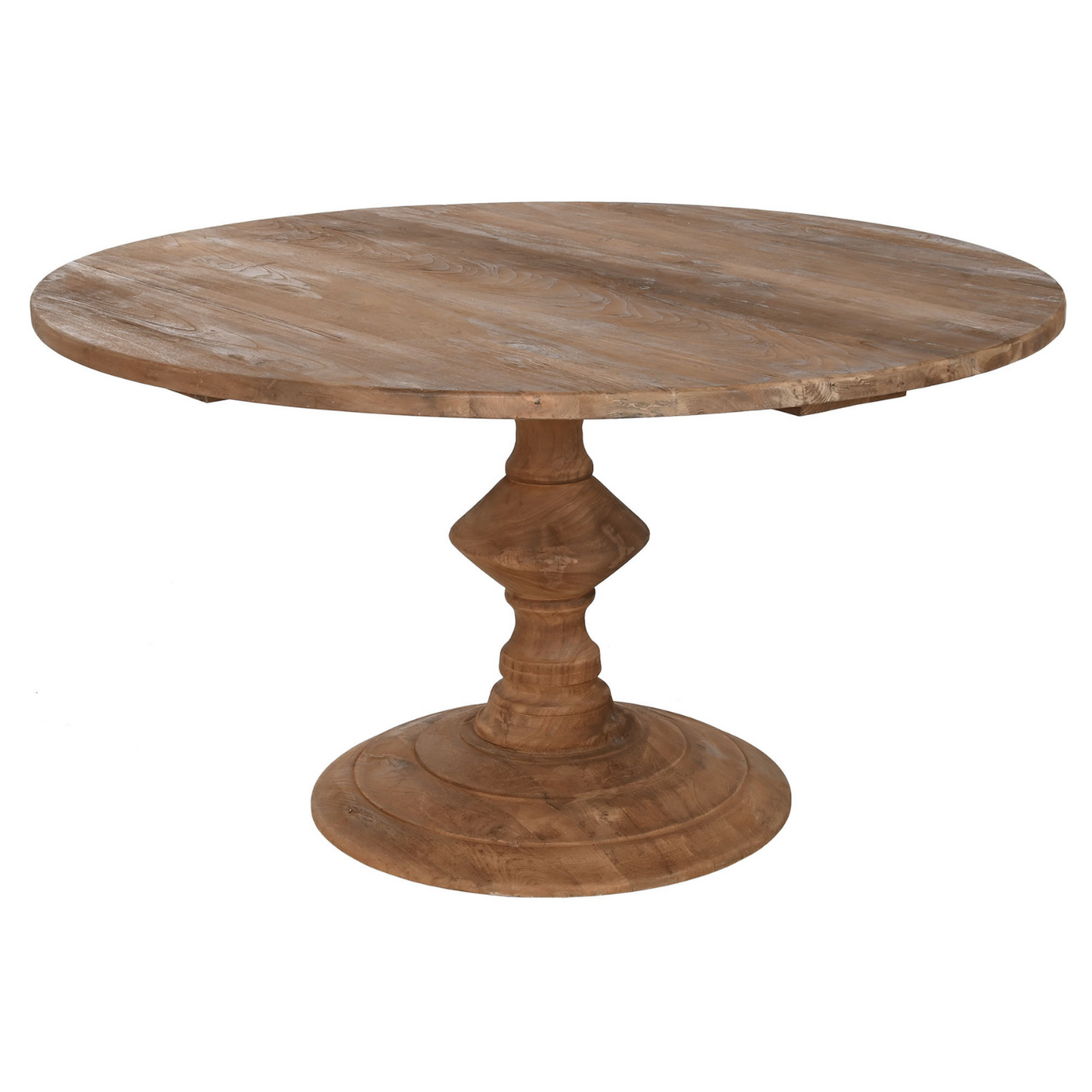 Esta mesa de comedor redonda, elaborada con madera de teca reciclada, aporta un toque de calidez y autenticidad a tu hogar. Su diseño atemporal, con un elegante pedestal central y un amplio tablero circular, la convierte en una pieza perfecta para disfrutar de comidas en compañía. La madera reciclada, con sus marcas e imperfecciones naturales, cuenta una historia única y añade un carácter especial a tu comedor. Con un diámetro de 140 cm, esta mesa ofrece un espacio generoso para acomodar cómodamente a tus i