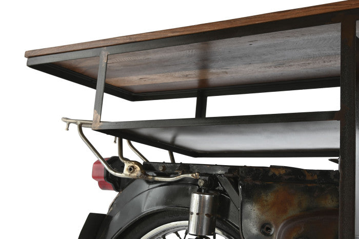 Mueble Bar Moto de Metal y Madera (280x72x106 cm)