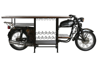 Mueble Bar Moto de Metal y Madera (280x72x106 cm)