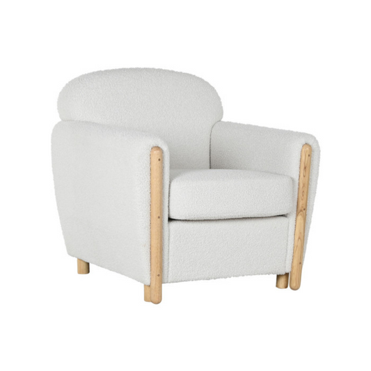 Sillón Bucle Blanco con Patas de Madera 81x78x82 cm