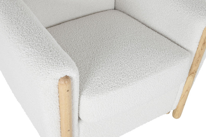 Sillón Bucle Blanco con Patas de Madera 81x78x82 cm