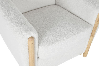 Sillón Bucle Blanco con Patas de Madera 81x78x82 cm