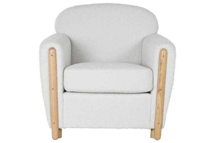 Sillón Bucle Blanco con Patas de Madera 81x78x82 cm